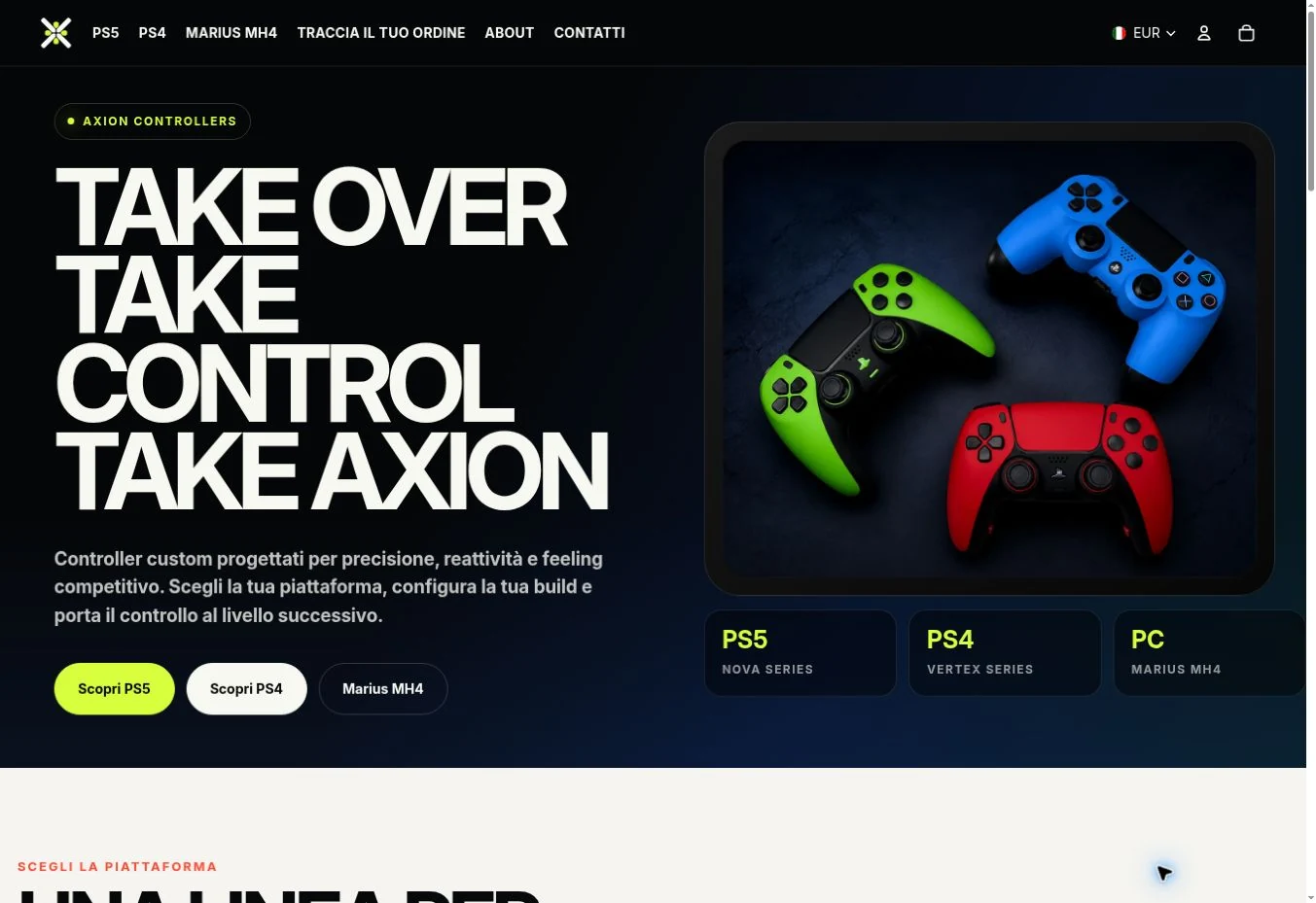 Original Axion Controllers website homepage