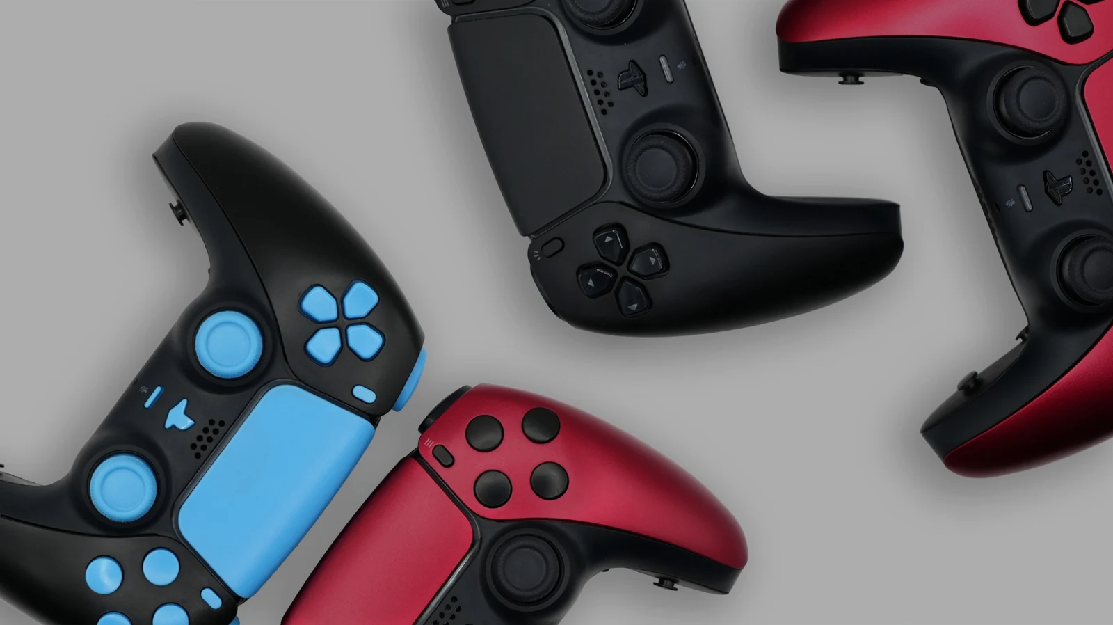 Axion banner with controllers on a grey background