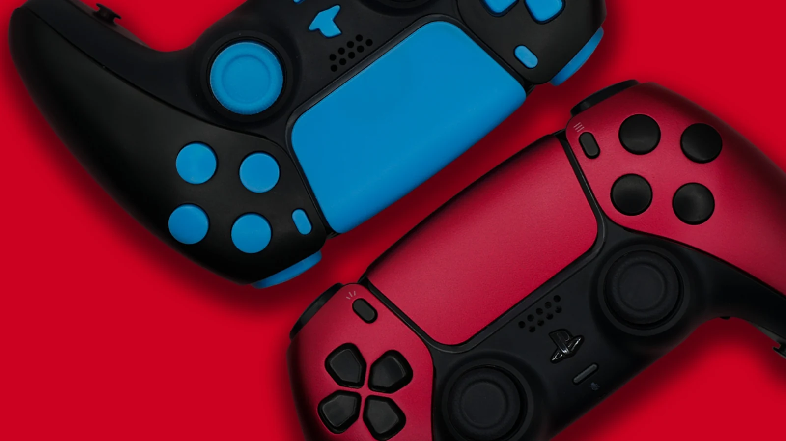 Axion banner with red and blue controllers