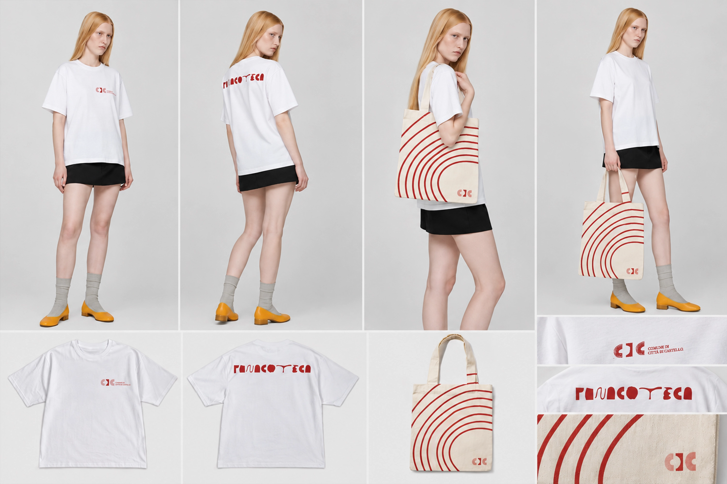 Città di Castello identity applied to T-shirts and tote bags