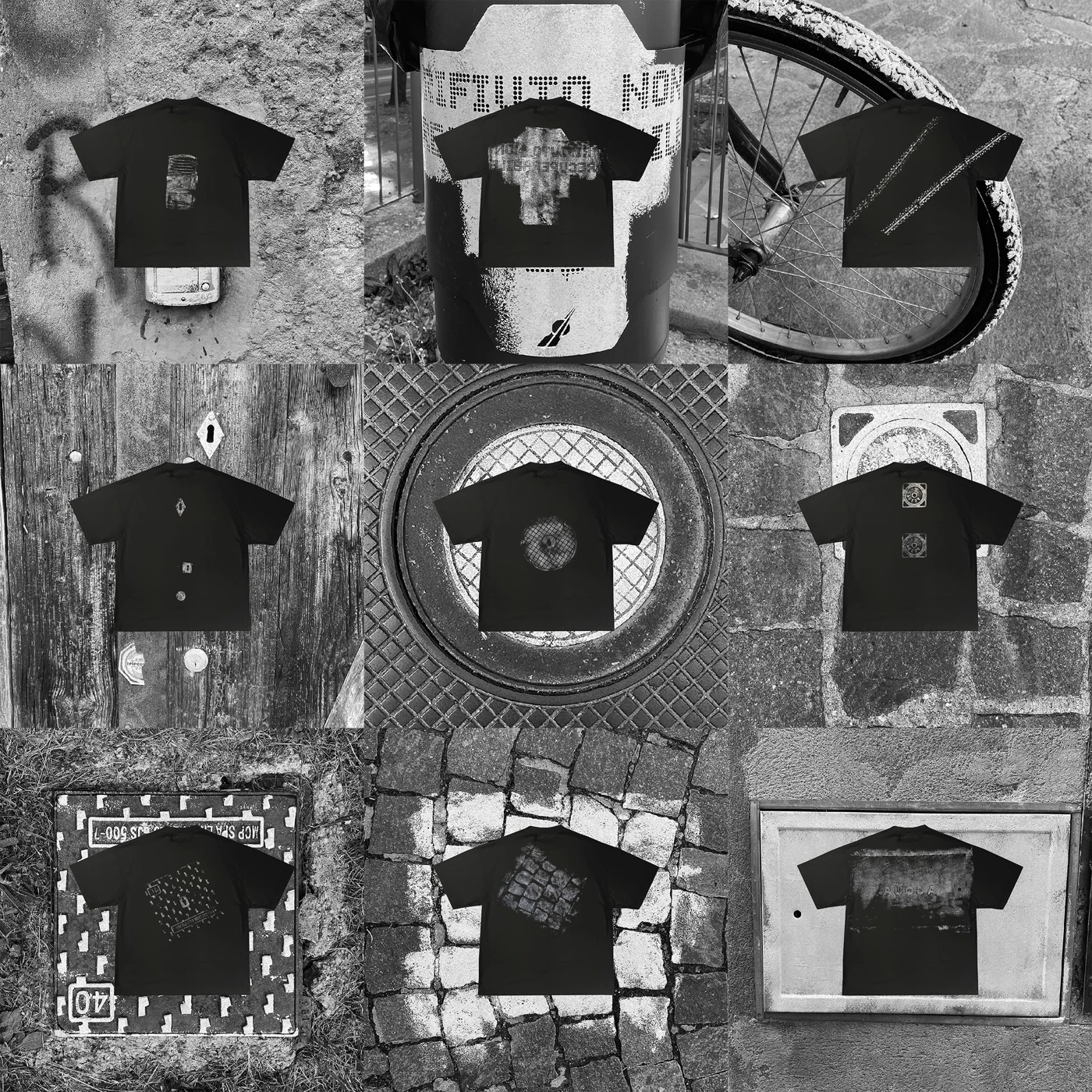 Editorial composition of Eubodio garments and source surfaces