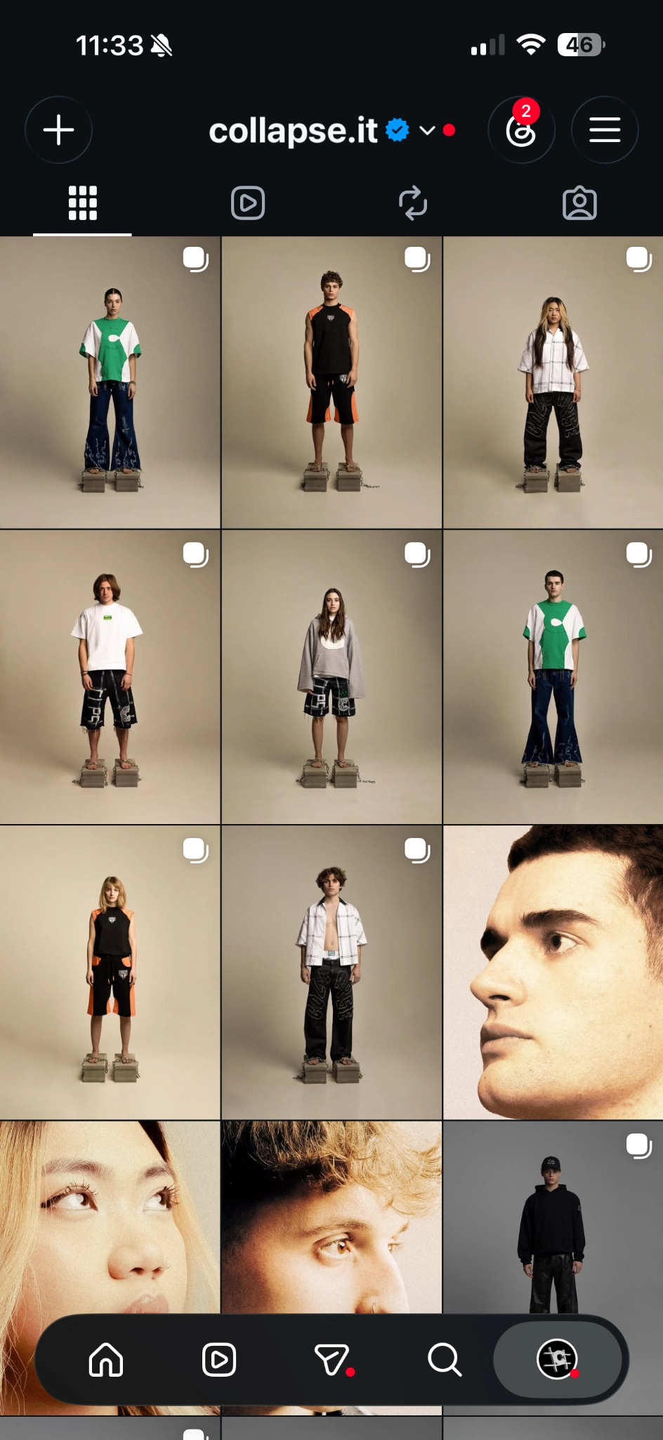 COLLAPSE Instagram feed, editorial plan for FW 24/25