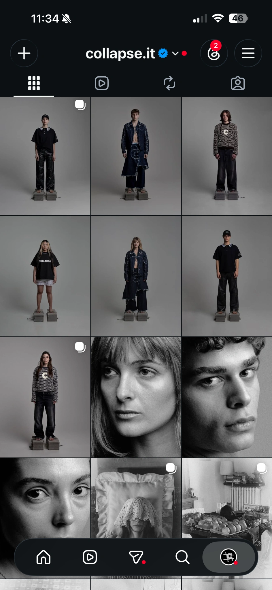 COLLAPSE Instagram feed, editorial plan for SS24