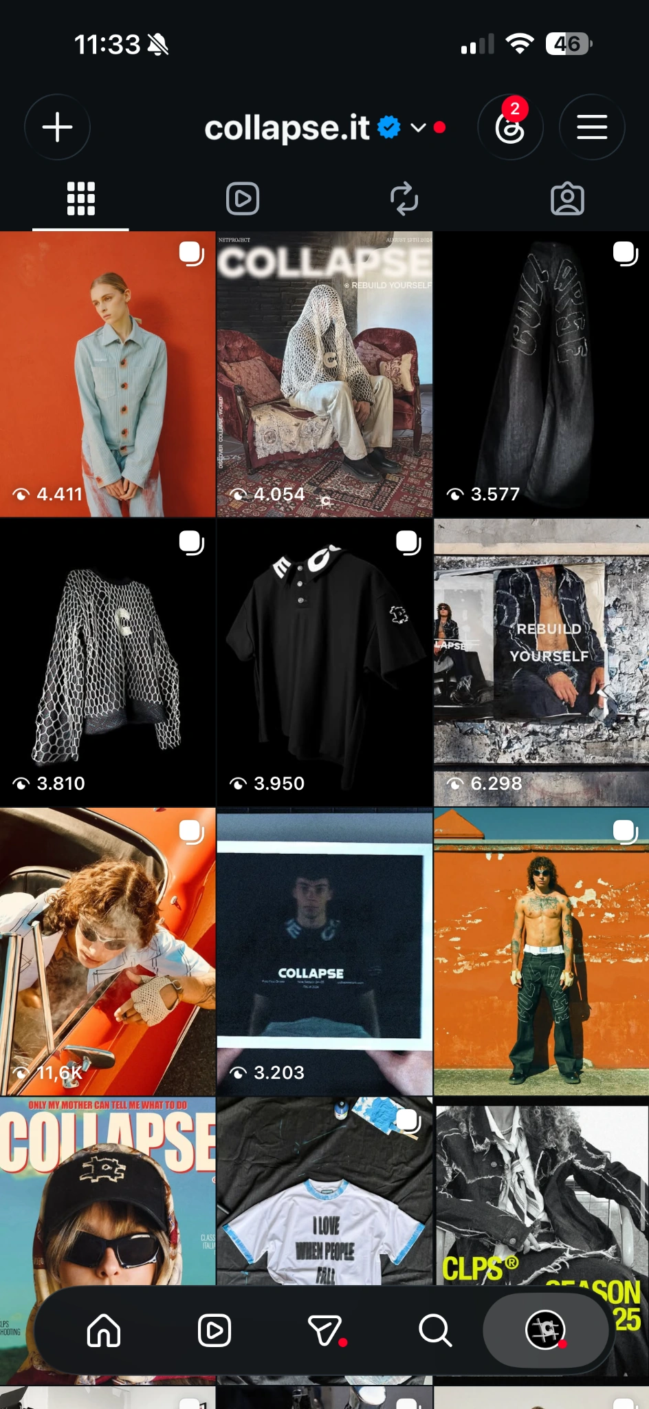 COLLAPSE Instagram feed, editorial plan for SS25 / CAPSULE 01