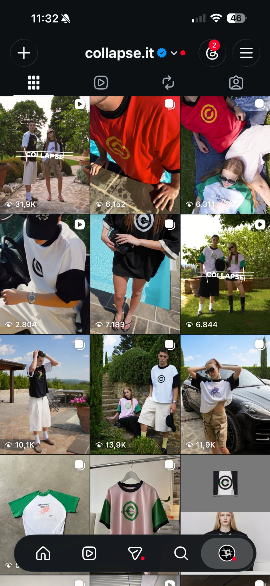 Profilo Instagram COLLAPSE, piano editoriale SS26 / T-SHIRT