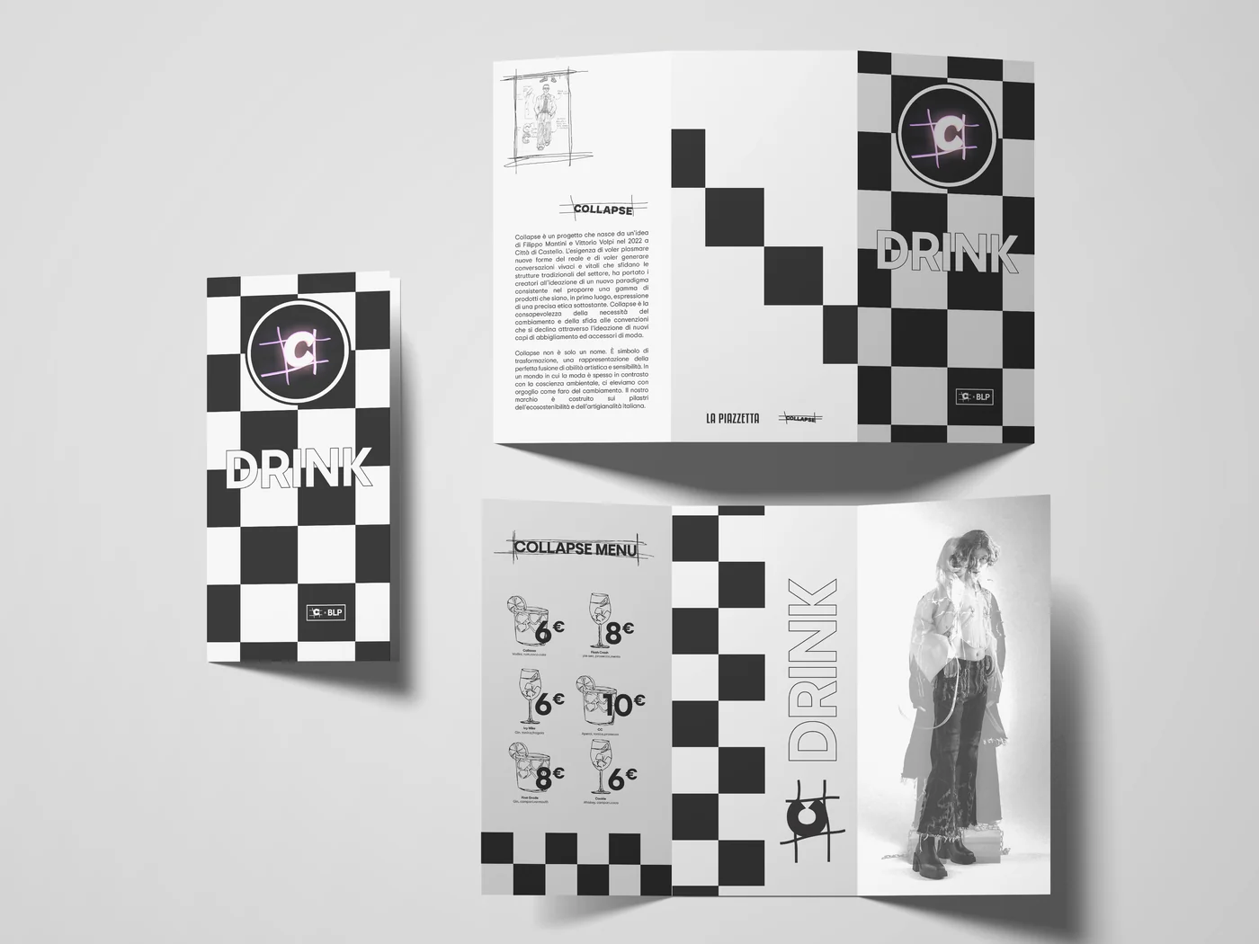 Original Collasso BLP brochure and menu mockup