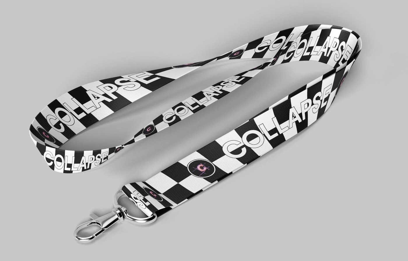Checkerboard COLLAPSE lanyard keychain