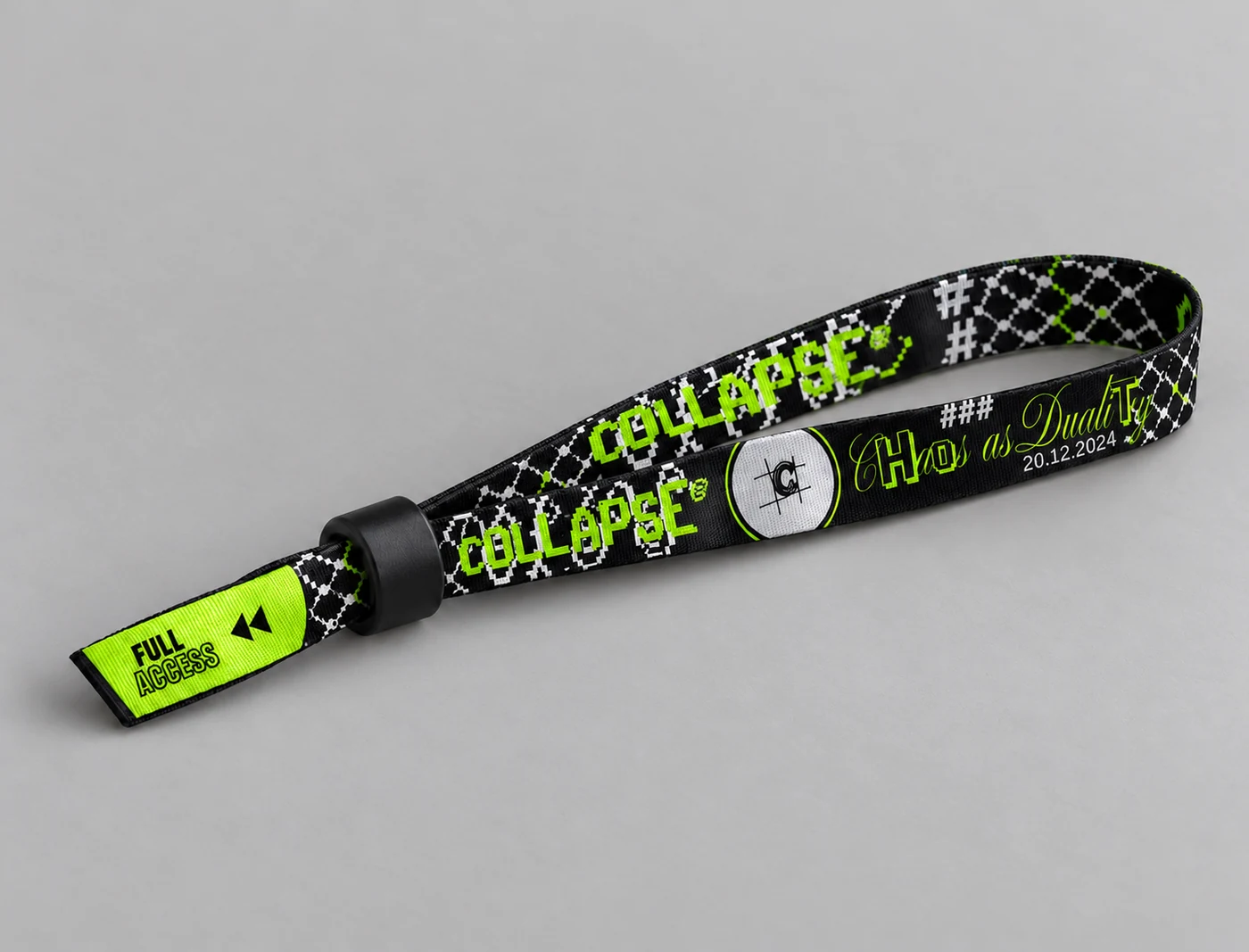 Chaos as Duality wristband — fabric mockup